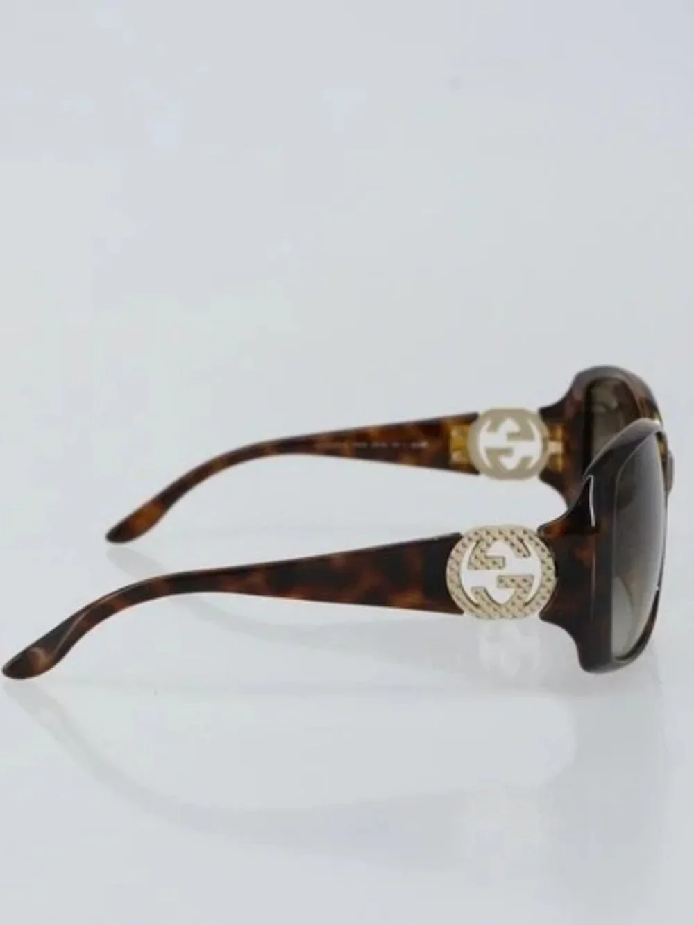 GUCCI Interlocking G Sunglasses Plastic Brown Auth SW1673